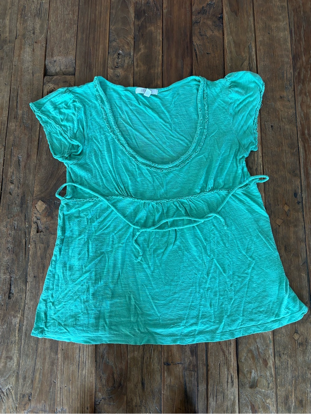 dELiA*s Teal Scoop Neck Tie-Waist Short Sleeve Top